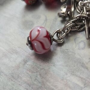 James Avery Red and Silver Glass Charm "RETIRED"